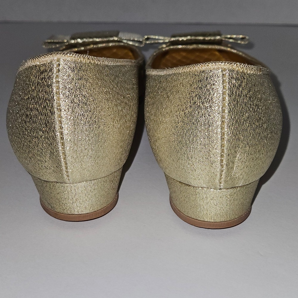 Rare VTG 60s Daniel Green‎ Gold Glitter Slippers Bow Lurex Heels US 7AA Narrow - Picture 9 of 14